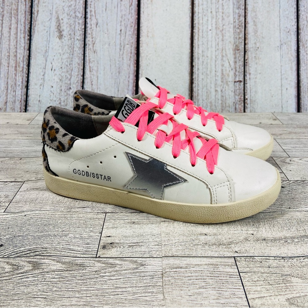 Golden Goose Superstar Shoes Womens 36 6 White Leopard Sneakers Italy GGDB